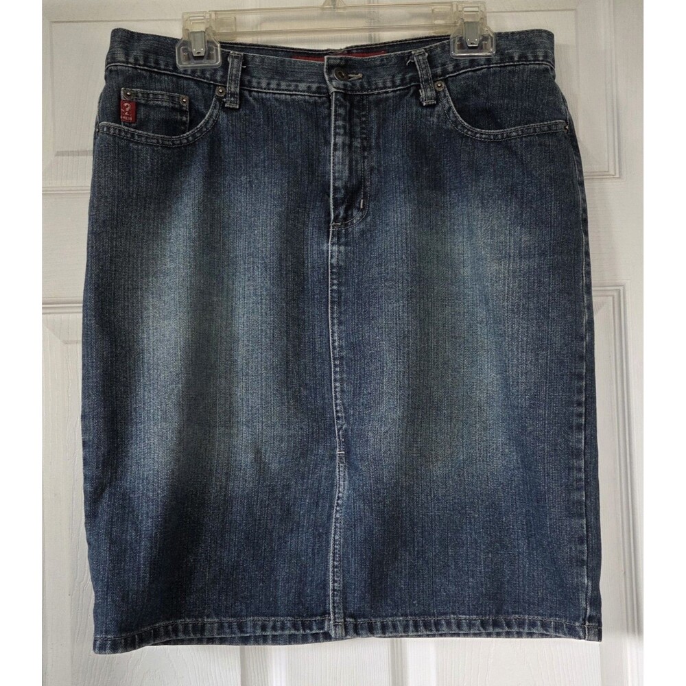 GUESS JEANS Vintage Y2K Blue Denim Skirt Front Slit Women's Size 30 100% Cotton